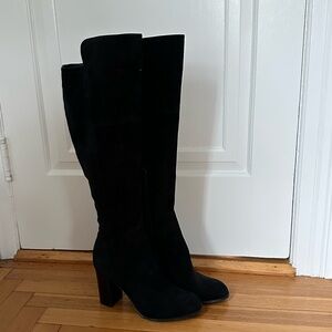 Talia Black Suede Over The Knee Boots